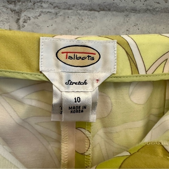 TALBOTS fun print stretch pants women’s size 10 green lime - Picture 3 of 7